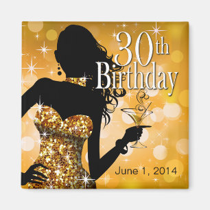 Aimant Amenez le Bling Sparkle 30e anniversaire   or