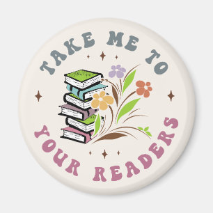 Aimant Amenez-moi à vos lecteurs : Pile de livres de bibl