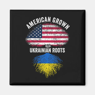 Aimant Américain Né Avec Des Racines Ukrainiennes Drapeau