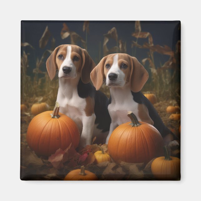 Aimant American Anglais Foxhound Puppy Automne Delight (Devant)