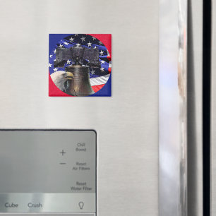 Aimant American Bald Eagle, Bell et drapeau