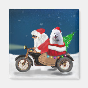 Aimant American Eskimo Chien Noël Père Noël