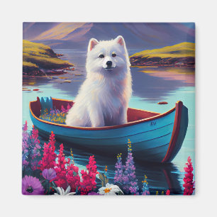 Aimant American Eskimo Dog on Paddle : Une aventure Pitto