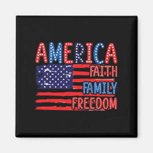 Aimant American Flag Faith Family Freedom 4 juillet Ind