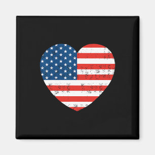Aimant American Flag Heart 4 juillet USA Patriotic