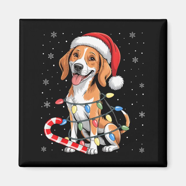 Aimant American Foxhound Dog Ugly Christmas Candy Cane Tr (Devant)