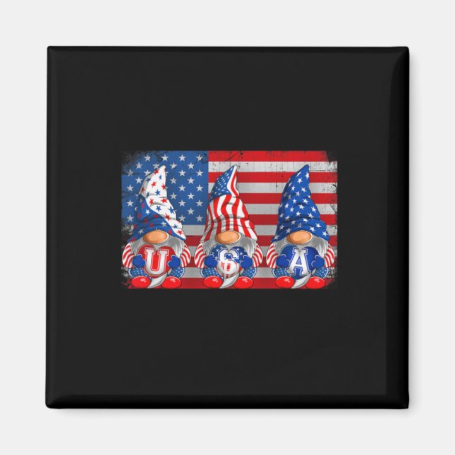 Aimant American Patriotic Gnomes Usa Independence Day 4e (Devant)