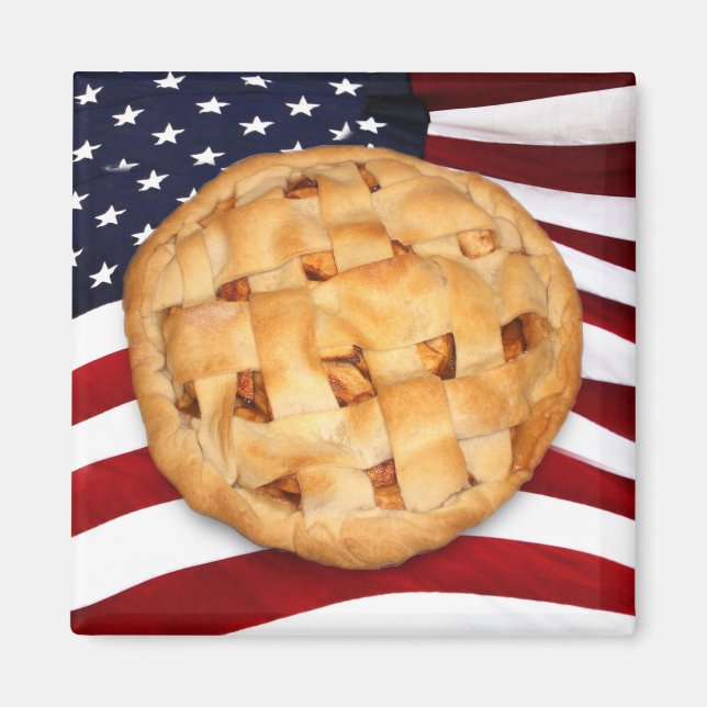 Aimant American Pie (Pomme Pie avec drapeau américain) (Devant)