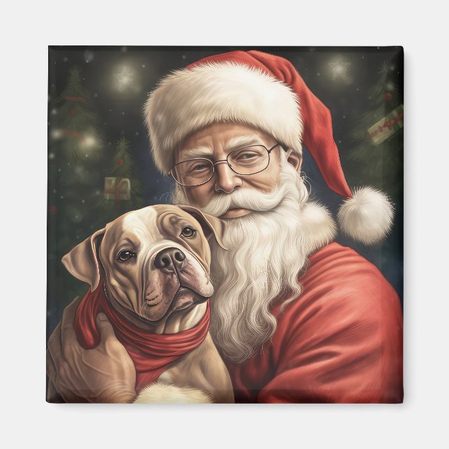 Aimant American Staffordshire avec Noël au Père Noël (Devant)