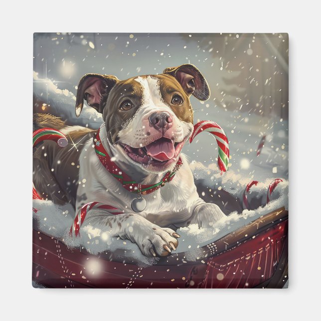 Aimant American Staffordshire Chien Festif de Noël (Devant)