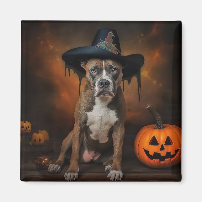 Aimant American Staffordshire Citrouille Halloween effray (Devant)