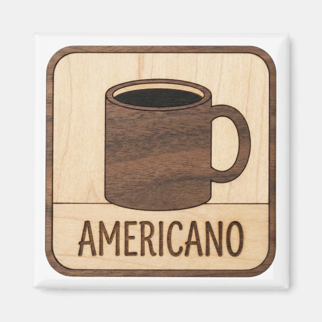 Aimant Americano Coffee Wooden Sign (Devant)