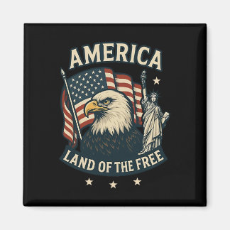 Aimant Amérique Terre De La Liberté Drapeau USA 4 Juillet