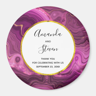 Aimant Améthyste Violet Et Or Agate Mariage Merci