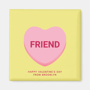Aimant Ami conversation jaune rose coeur Valentine