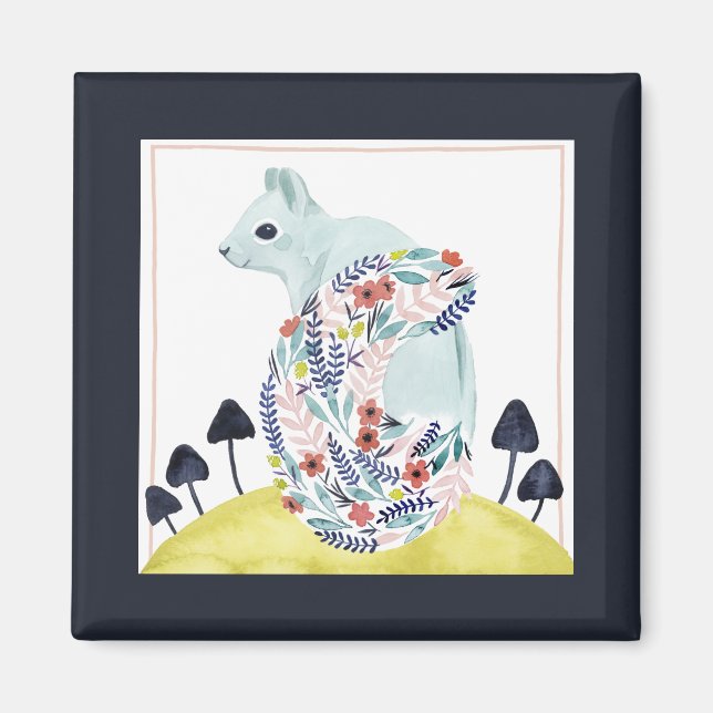 Aimant Amis de Clementine | Écureuil d'art populaire (Devant)