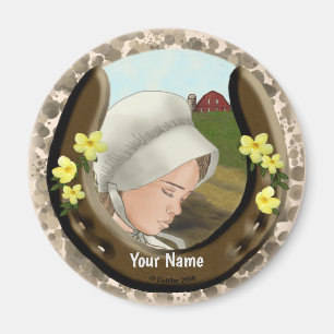 Aimant Amish Horseshoe Girl