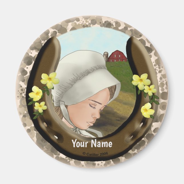 Aimant Amish Horseshoe Girl (Devant)