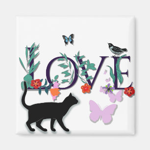 Aimant AMOUR avec chat