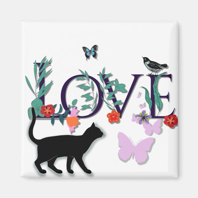 Aimant AMOUR avec chat (Devant)