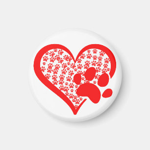 Aimant Amour Coeur Chat Chien Paws, Animal Valentines Jou