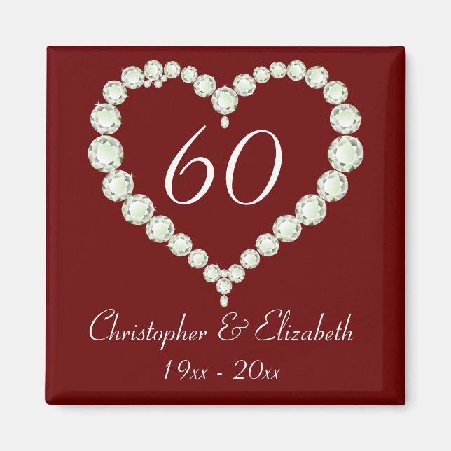 Aimant Amour Coeur Diamond Anniversaire Mémoire (Devant)