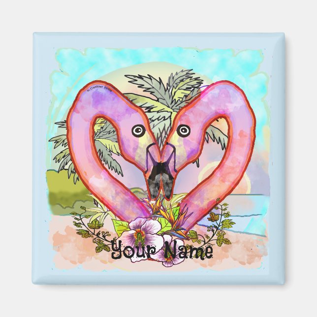 Aimant Amour de flamant rose  (Devant)