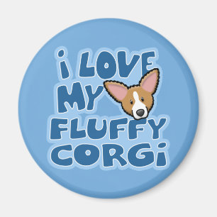 Aimant Amour de Kawaii I mon corgi pelucheux