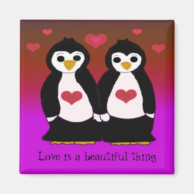 Aimant Amour des pingouins (Devant)