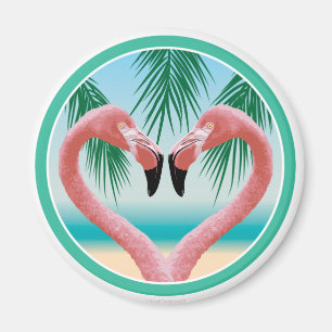 Aimant Amour du Flamant rose (Saint-Valentin tropical)