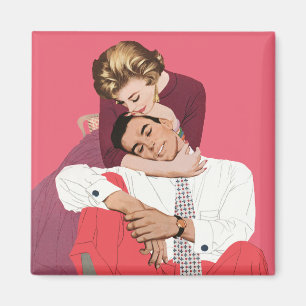 Aimant Amour et romance vintage, jeunes mariés en rose