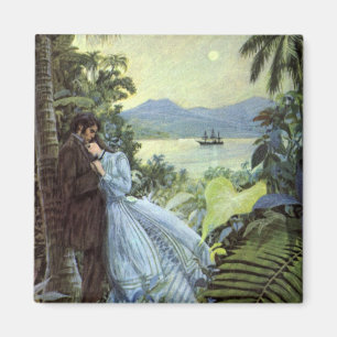 Aimant Amour et romance vintage, vue tropicale romantique