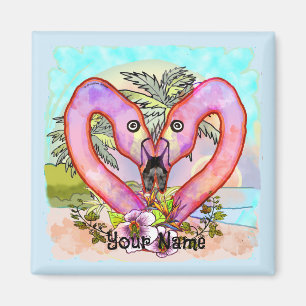 Aimant Amour Flamant rose
