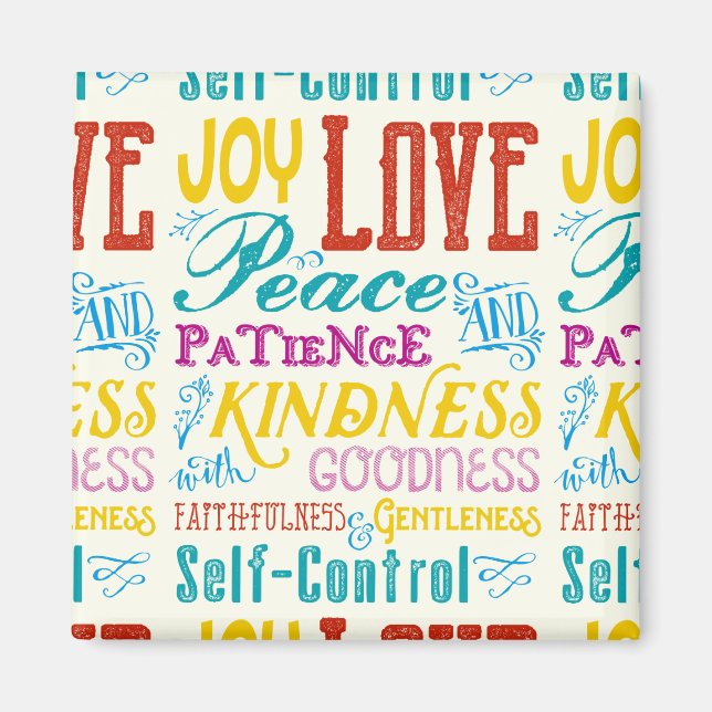 Aimant Amour Joie Paix Bonté Typographie Art (Devant)