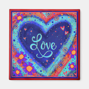 Aimant Amour Joli Coeur Floral Trendy Inspirationnel Amus
