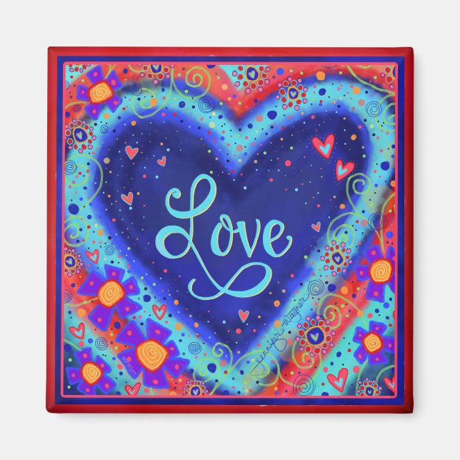 Aimant Amour Joli Coeur Floral Trendy Inspirationnel Amus (Devant)