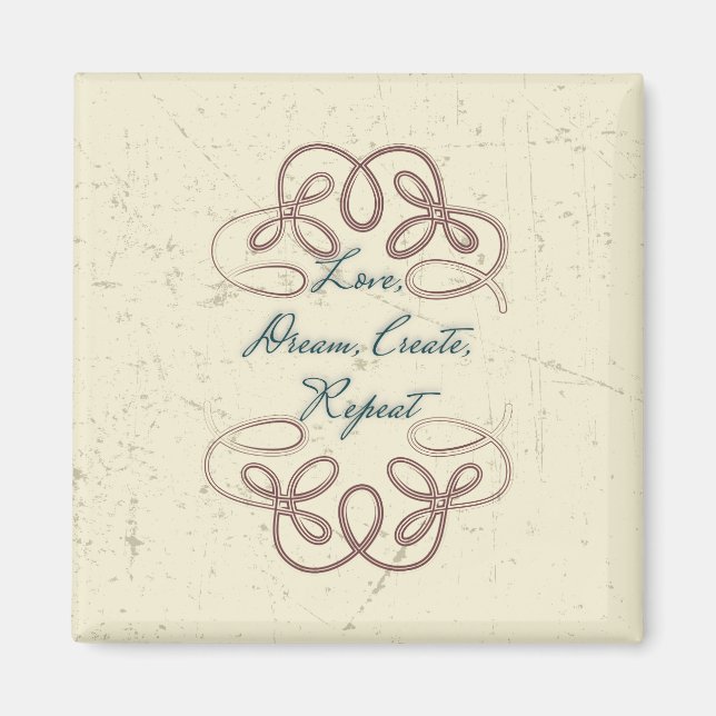 Aimant Amour, Rêve, Créer, Répéter Conception Folk (Devant)