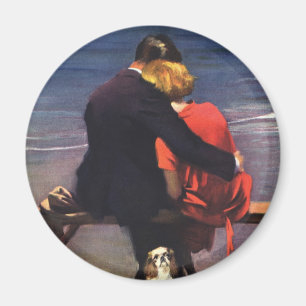 Aimant Amour romantique vintage, Romance sur la plage