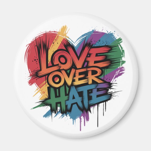 Aimant Amour sur la haine Gay pride et soutien des droits (Devant)