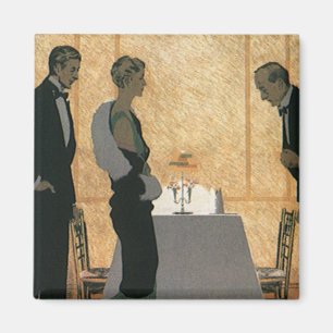 Aimant Amour vintage et romance, Couple Dîner Élégant