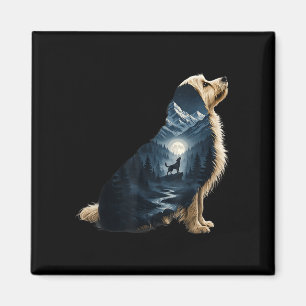 Aimant Amoureux de chien Maltipoo au clair de lune en mon