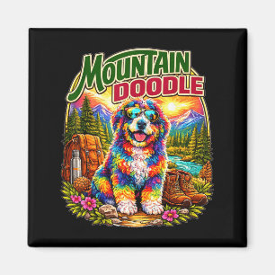 Aimant Amoureux de chiens doodle de montagne pop art rétr