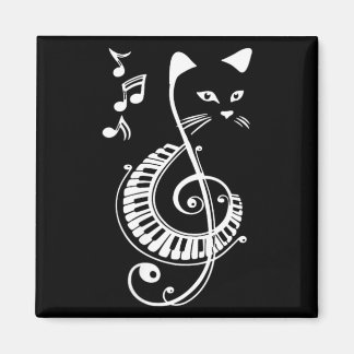 Aimant Amoureux des animaux et de la musique Féminin Chat