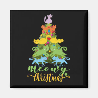Aimant Amoureux des chats Joyeux Meowy Noël Arbre de Noël