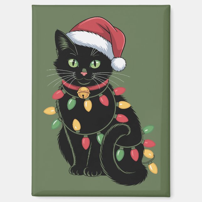 Aimant Amoureux des chats noir Noël Kitten Cadeau Chat Ma (Recto)