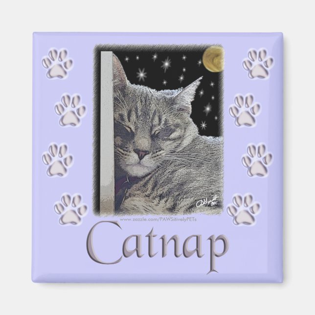 Aimant Amoureux des chats Purple Paws "Catnap" (Devant)