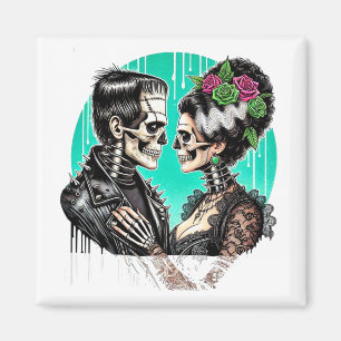 Aimant Amoureux d'Halloween Frankenstein squelette pour h