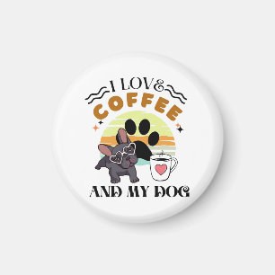 Aimant Amoureux du café - J'aime le café et mon chien