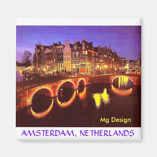 Aimant AMSTERDAM, PAYS-BAS - Customisé (Devant)