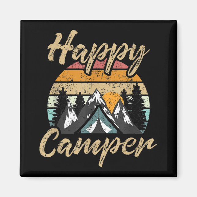 Aimant Amusant Camping Randonnée Lover Présente Happy Cam (Devant)